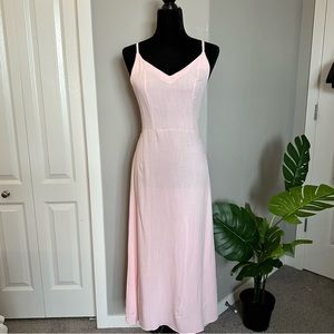 Pastel Pink Backless Maxi Dress